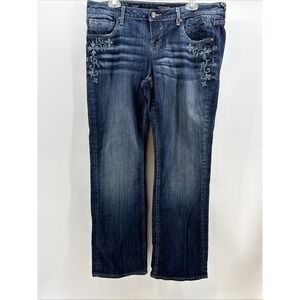 Vigoss Womens Jeans 16/33 Blue Jagger‎ Skinny Embroidered Distressed Stretch